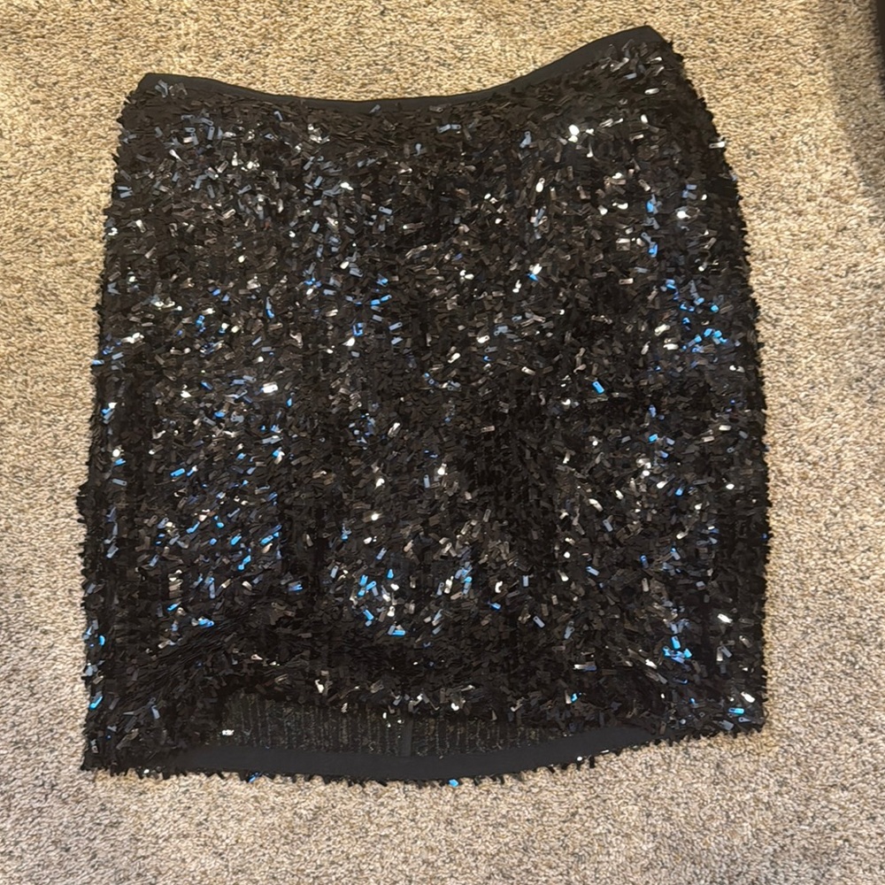 Ann Taylor Black Sequin Mini Skirt